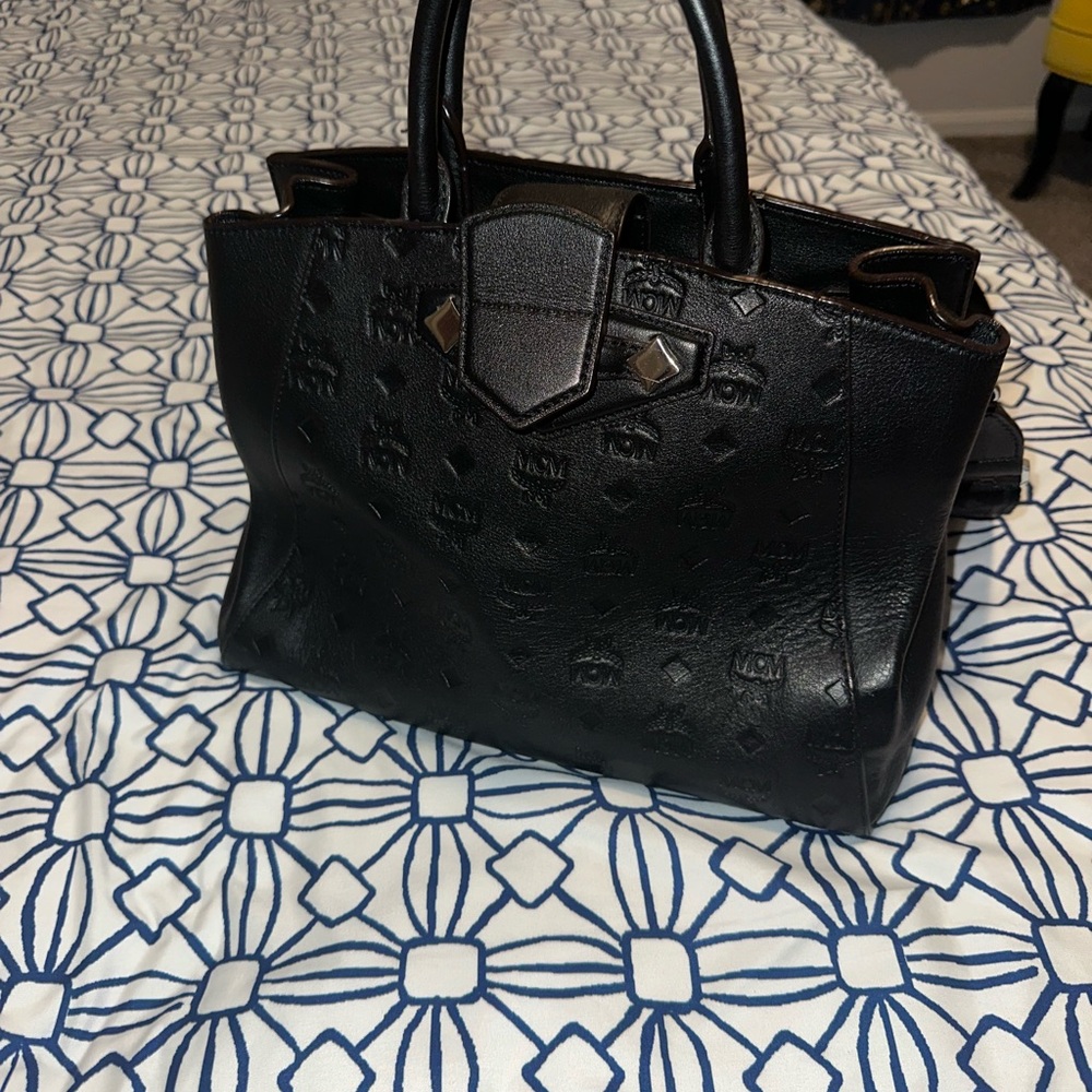 MCM Black Embossed Satchel